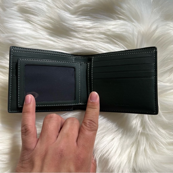 Coach Green Signature Mens Billfold Wallet - Picture 4 of 5